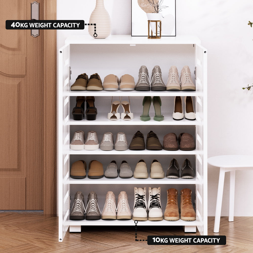 Alster 5-Tier Shoe Rack Storage Cabinet 20 Pairs White
