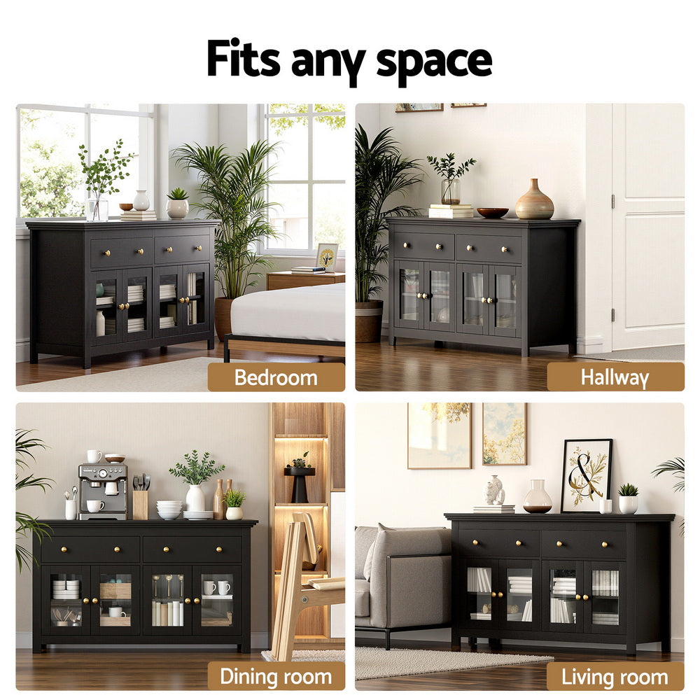 Artiss Buffet Sideboard Storage Cabinet 130cm Black