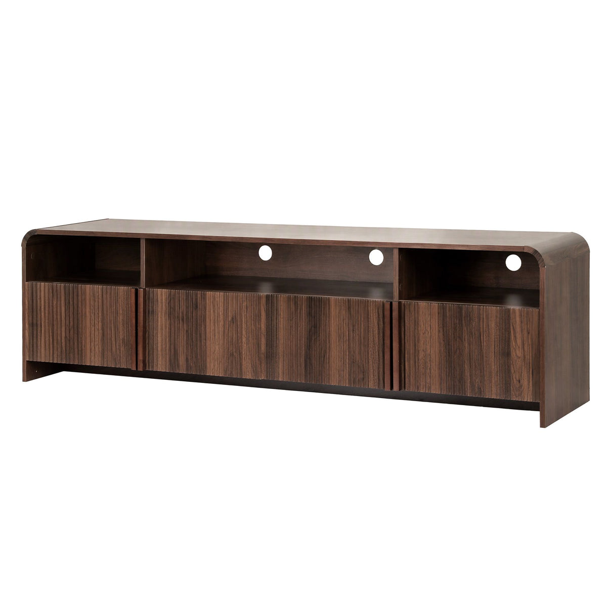 Artiss 180cm TV Unit Storage Cabinet Shelf Fluted Front Rounded Edge Anti-tip Kit Walnut
