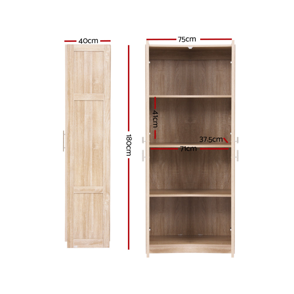 Artiss Tall Pantry Cabinet Adjustable Shelves Pine Wood