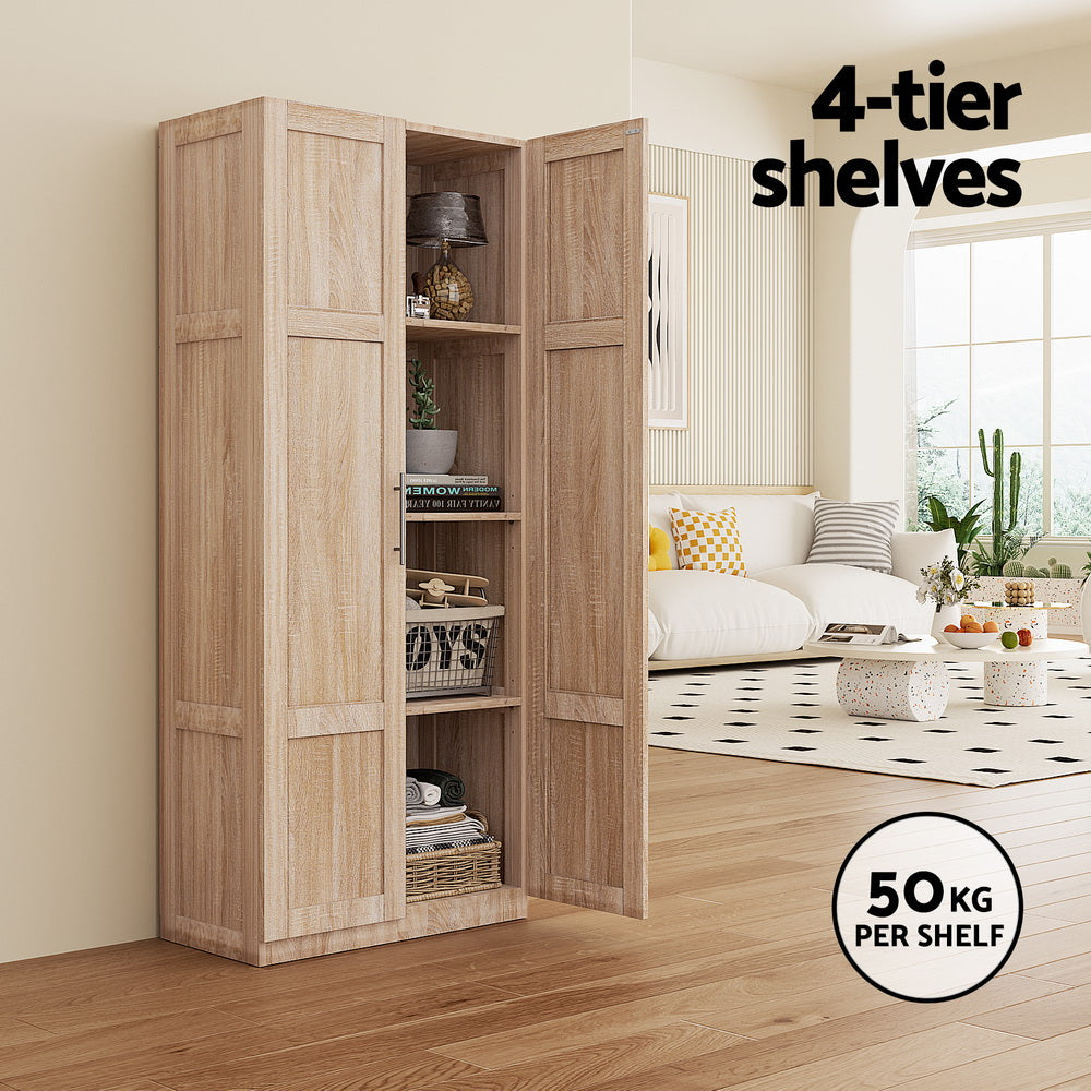 Artiss Tall Pantry Cabinet Adjustable Shelves Pine Wood