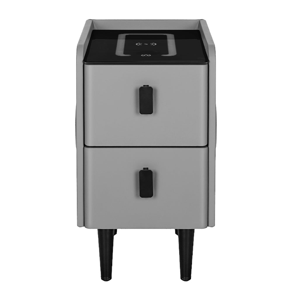 AIDA Smart Bedside Table 2 Drawers Wireless Charging LED Grey