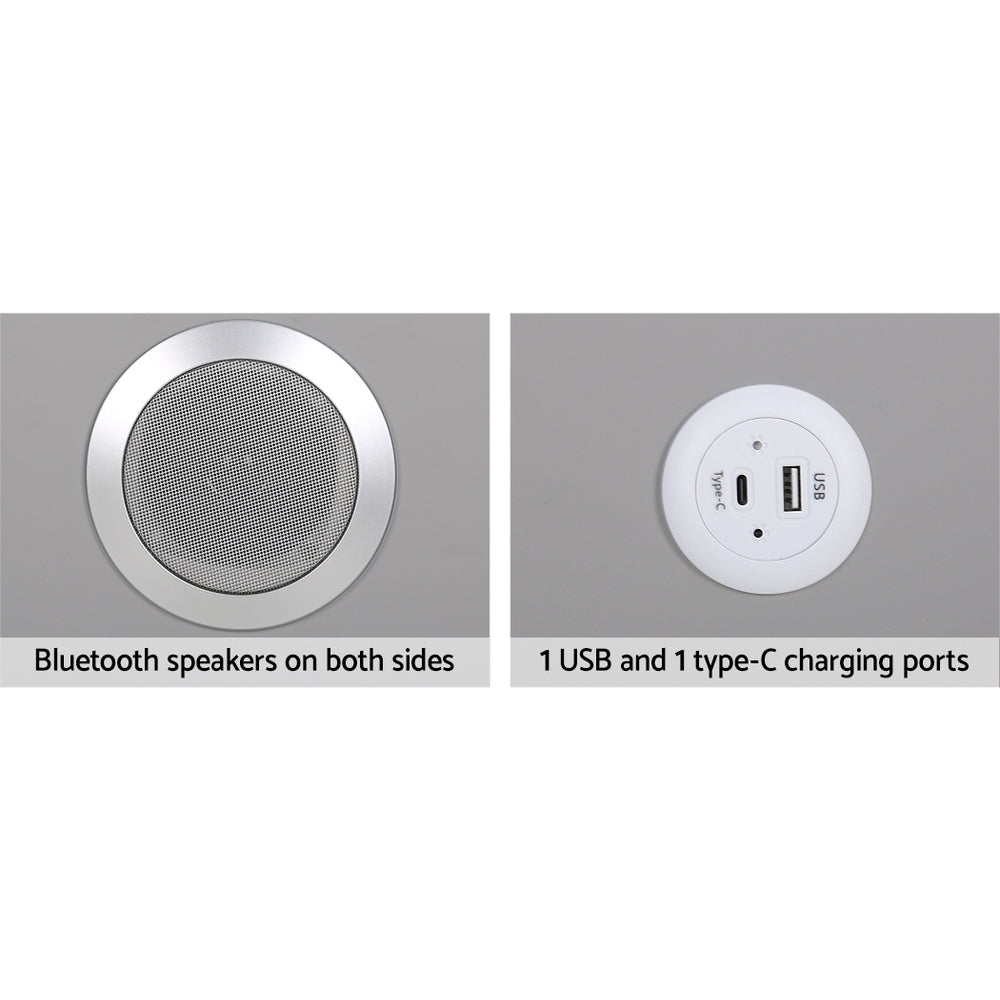 AIDA Smart Bedside Table 2 Drawers Wireless Charging LED Grey