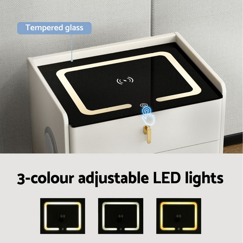 ALMA Smart Bedside Table Wireless Charging White