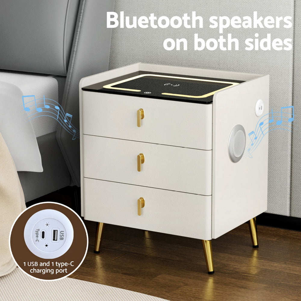 ALMA Smart Bedside Table Wireless Charging White