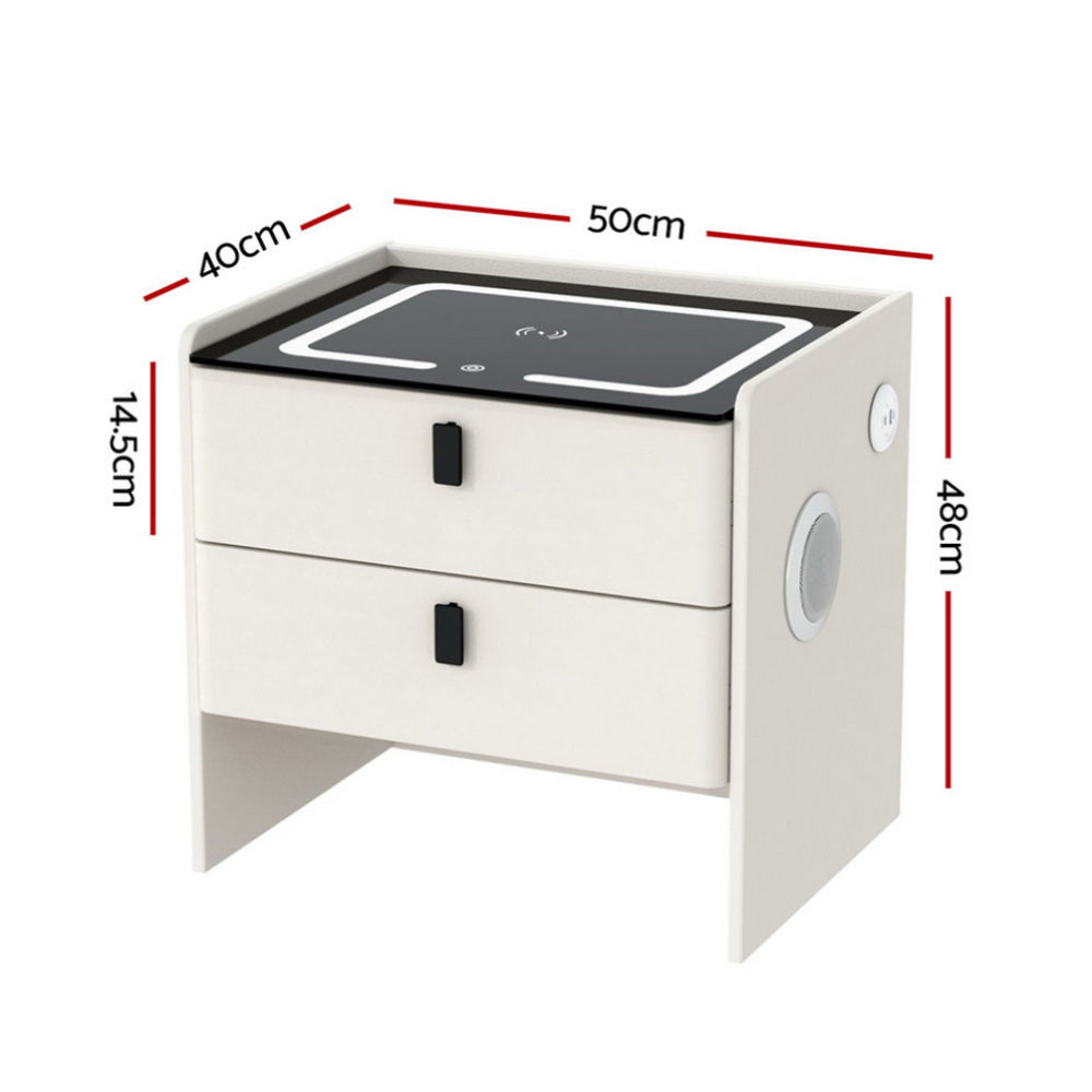 BESS Smart Bedside Table Wireless Charging White