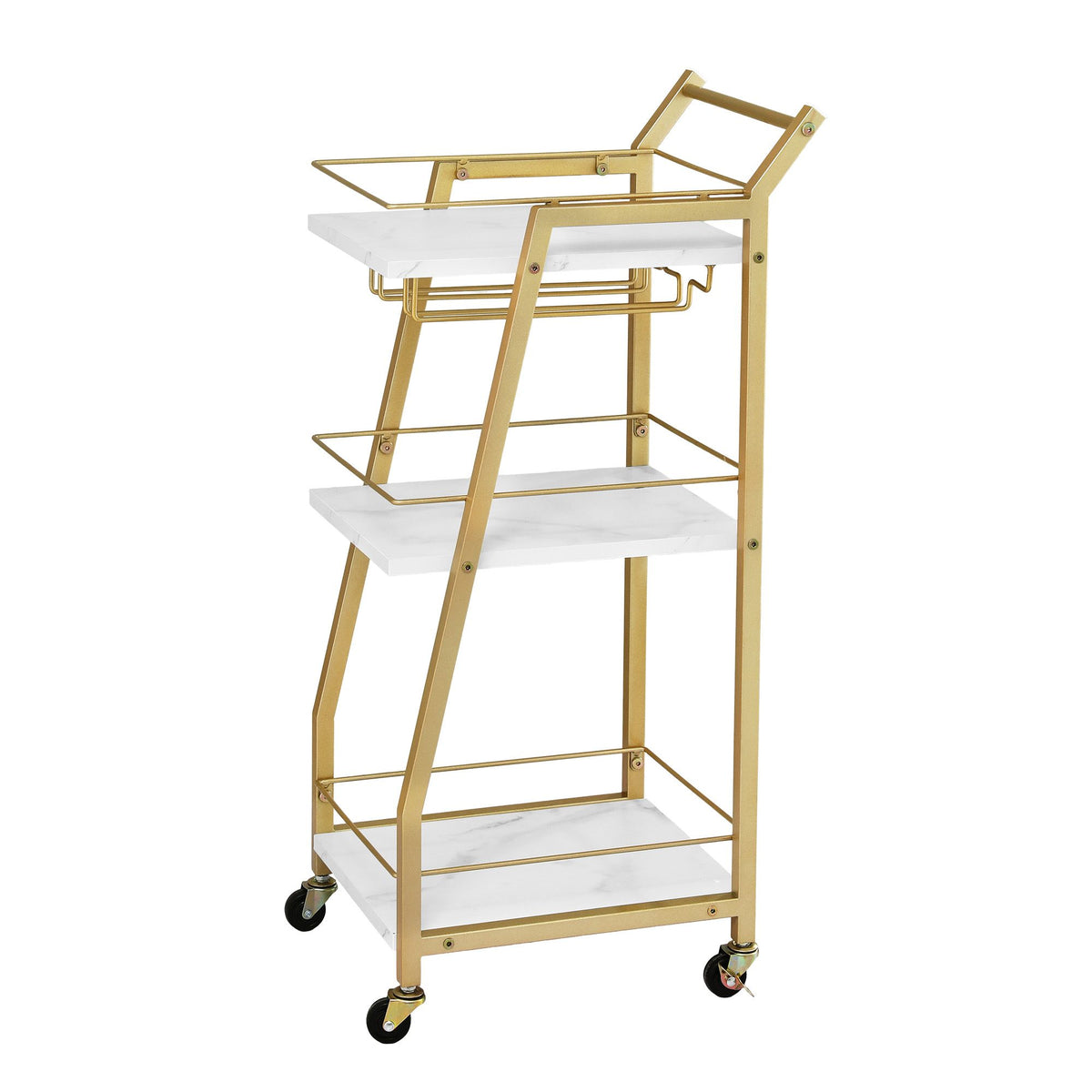 Artiss Bar Cart Trolley Kitchen Island Serving Wine Glass Holder Marble 41cm