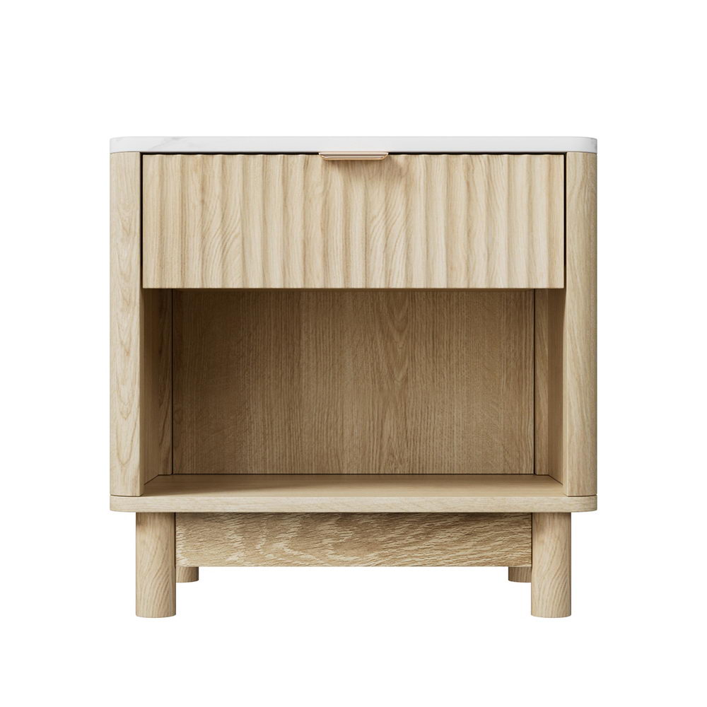 Artiss Pine Nightstand 1-Drawer Shelves White