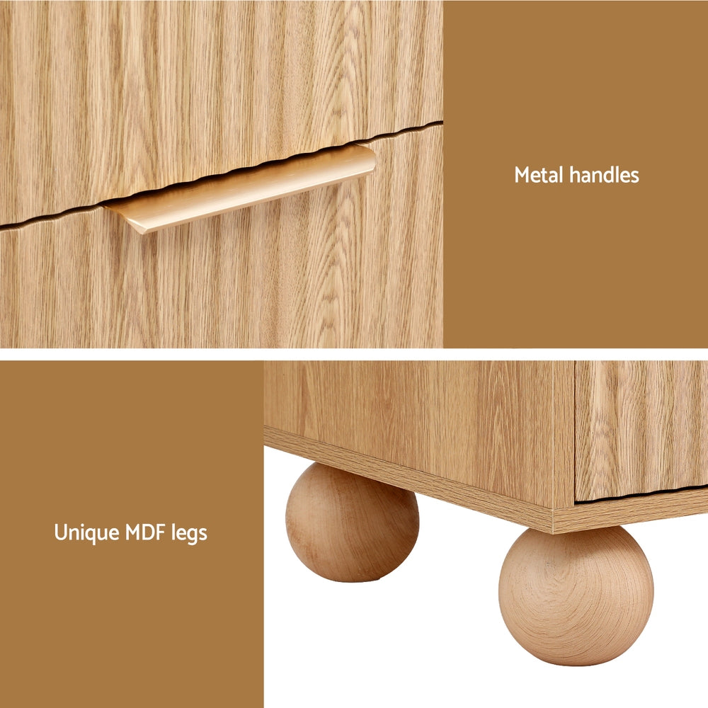 Artiss Rattan Bedside Table 2 Drawers Pine