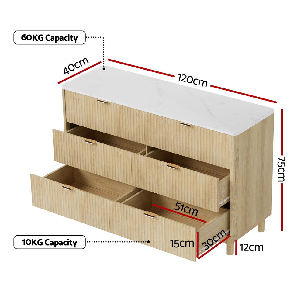 Artiss 6-Drawer Dresser Table Pine