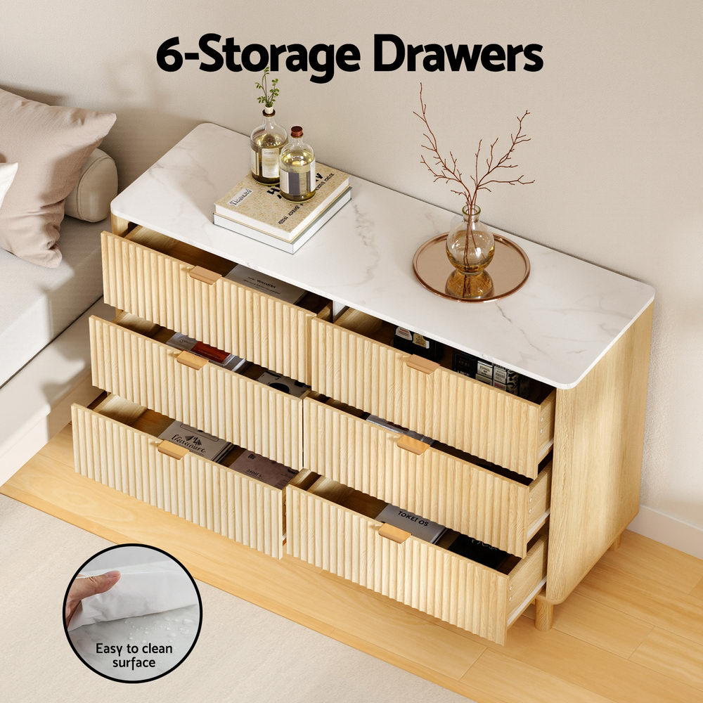 Artiss 6-Drawer Dresser Table Pine