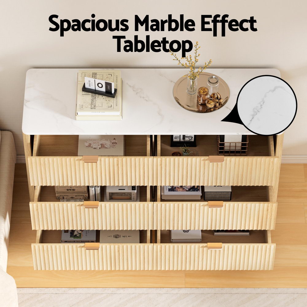 Artiss 6-Drawer Dresser Table Pine