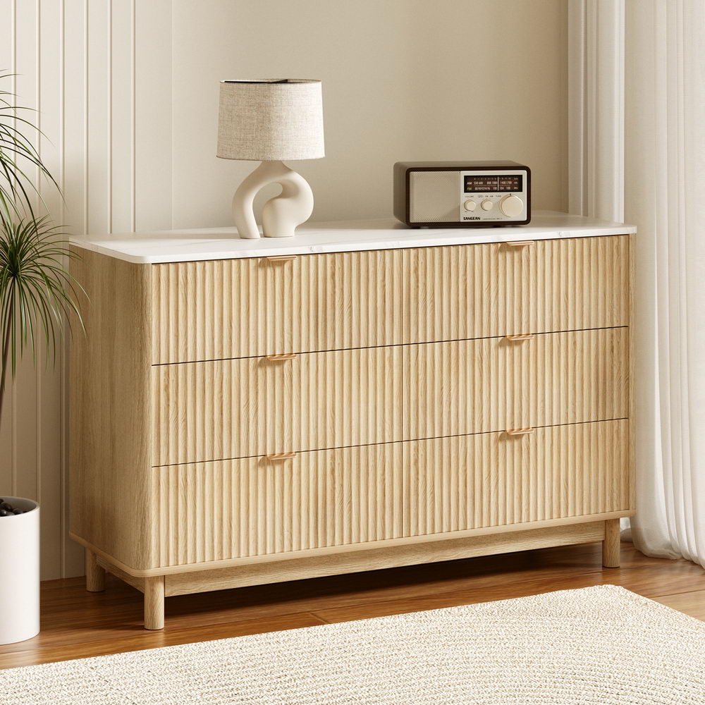 Artiss 6-Drawer Dresser Table Pine
