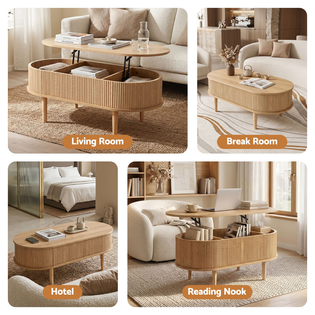 Artiss Lift Top Coffee Table with Hidden Storage 100cm