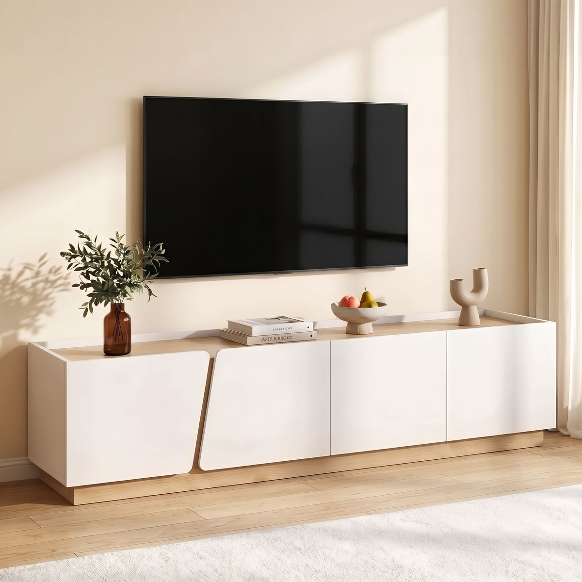Artiss 180cm TV Unit Storage Cabinet White & Wood