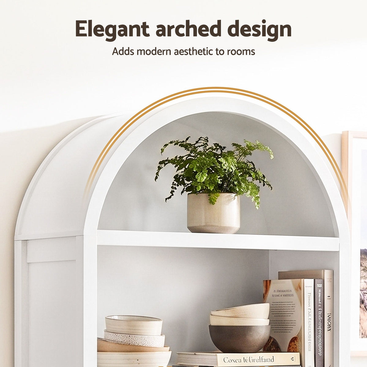 Artiss Buffet Sideboard Cabinet Pantry 180CM Arched Storage Bookshelf White