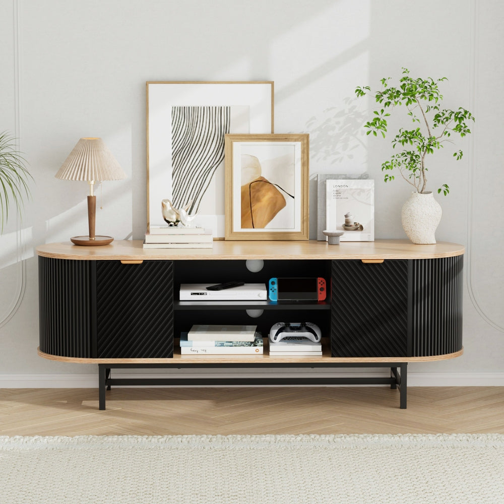 Artiss Entertainment Unit Storage Cabinet Black Pine