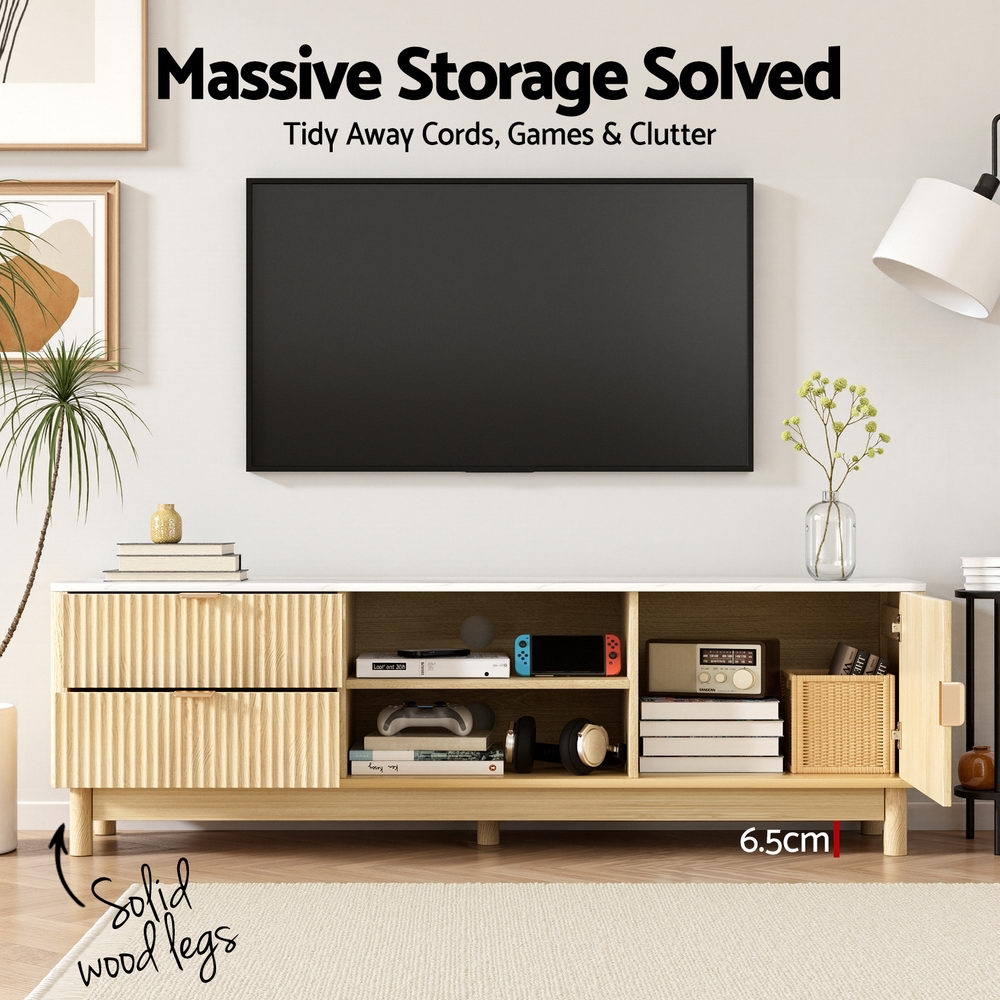Artiss 150cm Entertainment Unit TV Stand Pine Storage Drawers