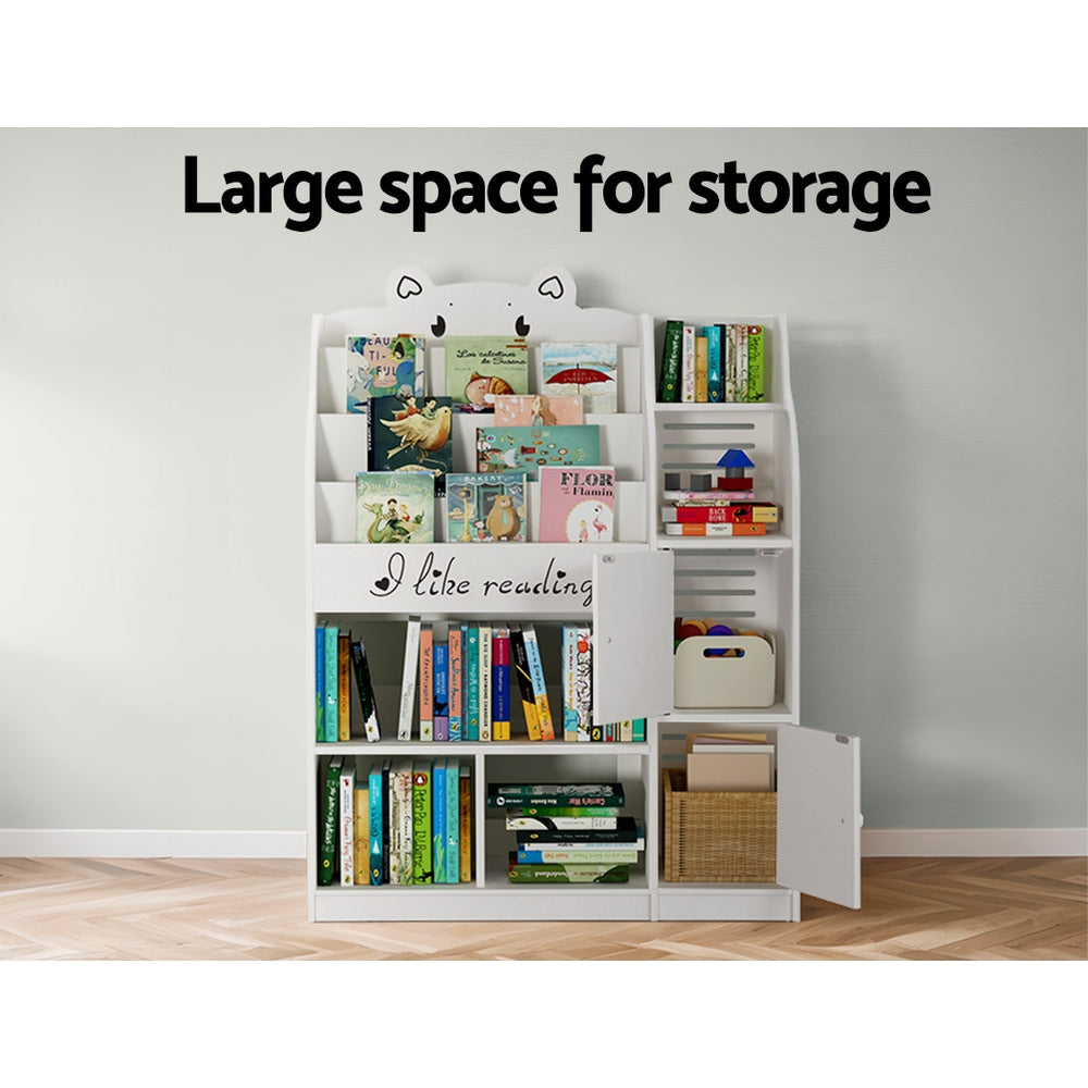 Keezi Kids Bookshelf 4 Tiers Toy Organiser White