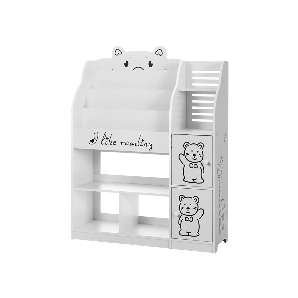 Keezi Kids Bookshelf 4 Tiers Toy Organiser White