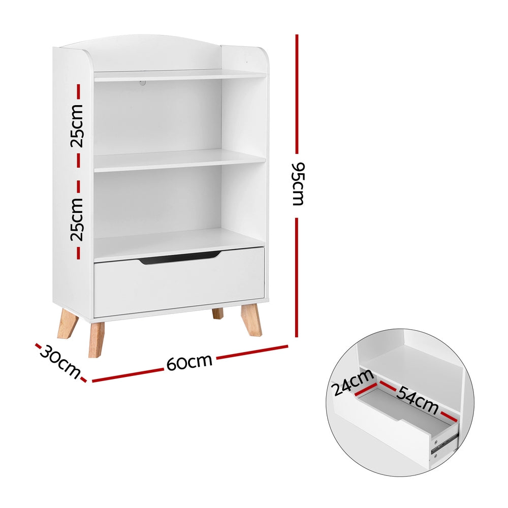 Keezi 3-Tier Kids Bookshelf Storage Organiser White