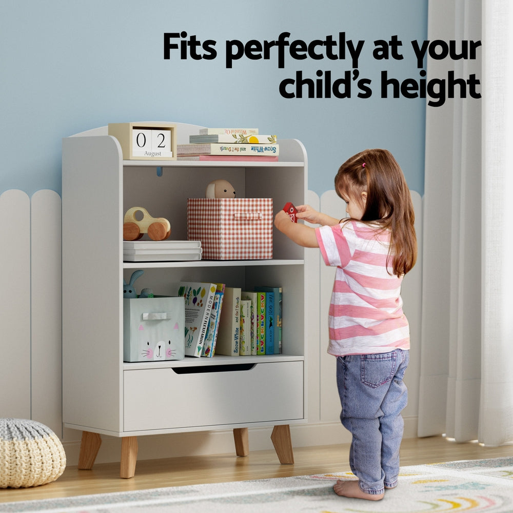 Keezi 3-Tier Kids Bookshelf Storage Organiser White