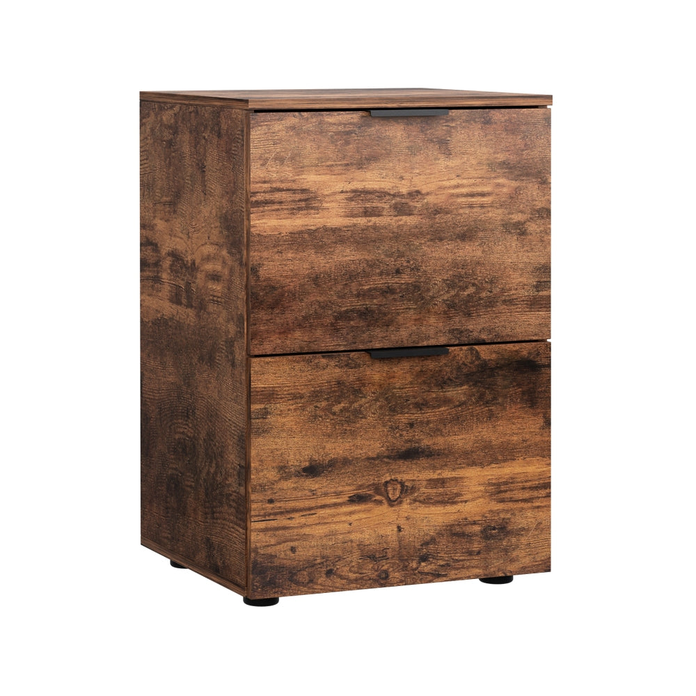 Rustic Brown 2-Drawer Filing Cabinet Office Organiser