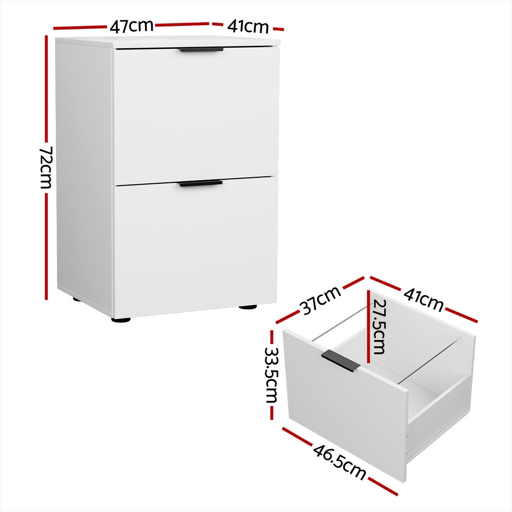 Artiss 2-Drawer Filing Cabinet White Office Organiser