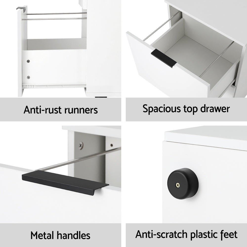 Artiss 2-Drawer Filing Cabinet White Office Organiser