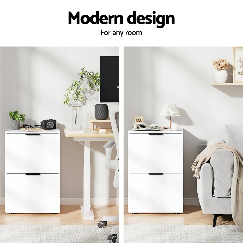 Artiss 2-Drawer Filing Cabinet White Office Organiser