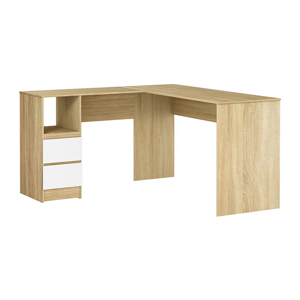 Artiss 136cm L-Shape Computer Desk Drawer Cabinet Oak
