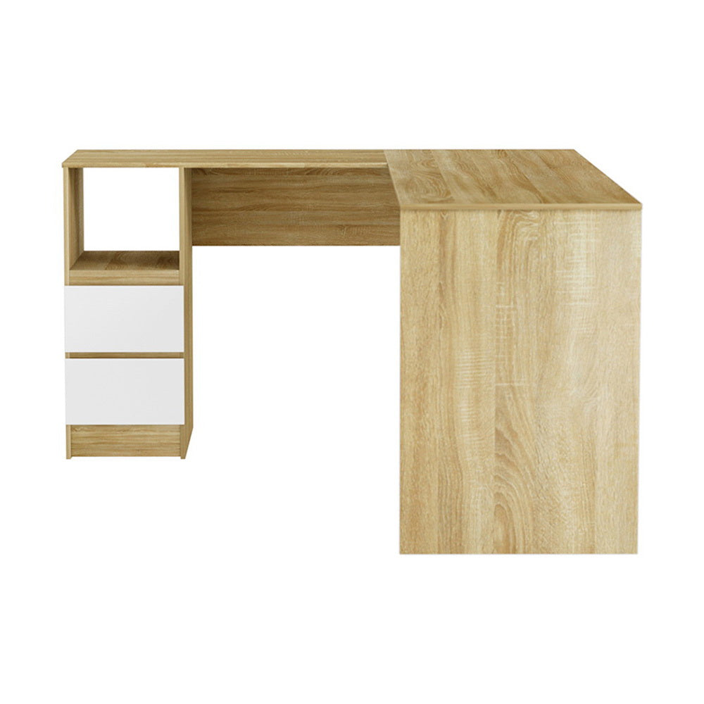 Artiss 136cm L-Shape Computer Desk Drawer Cabinet Oak