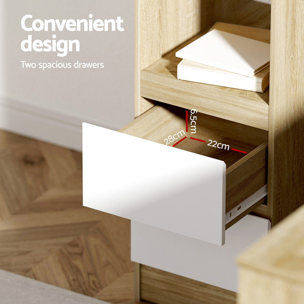 Artiss 136cm L-Shape Computer Desk Drawer Cabinet Oak