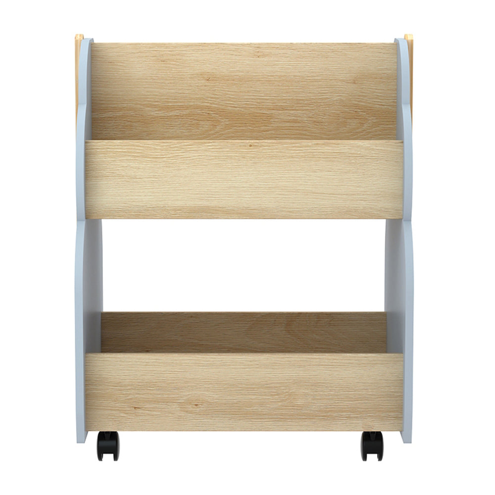Keezi Kids Bookshelf Toy Box Organiser Grey Pine