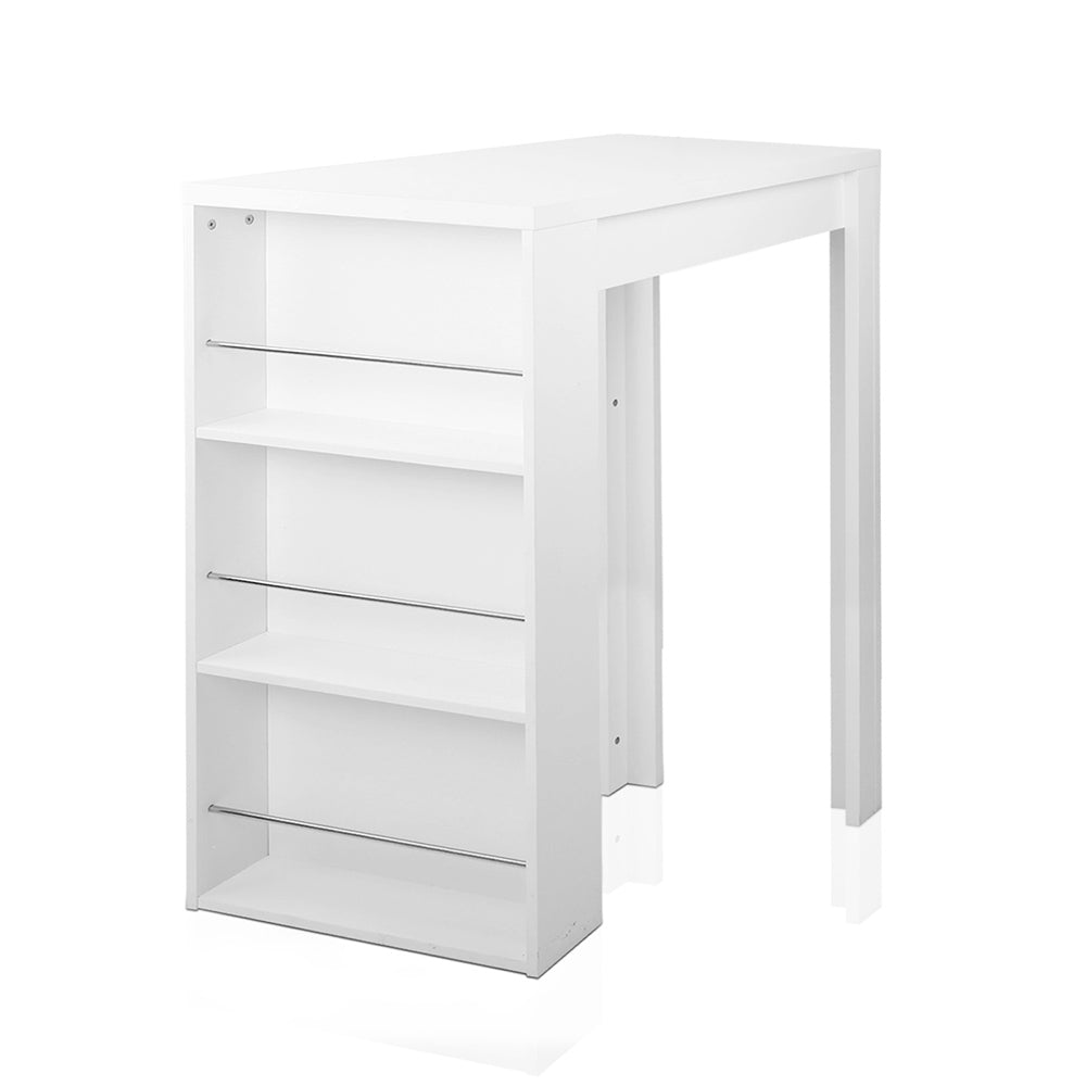 White Bar Table 3-Tier Storage Shelves