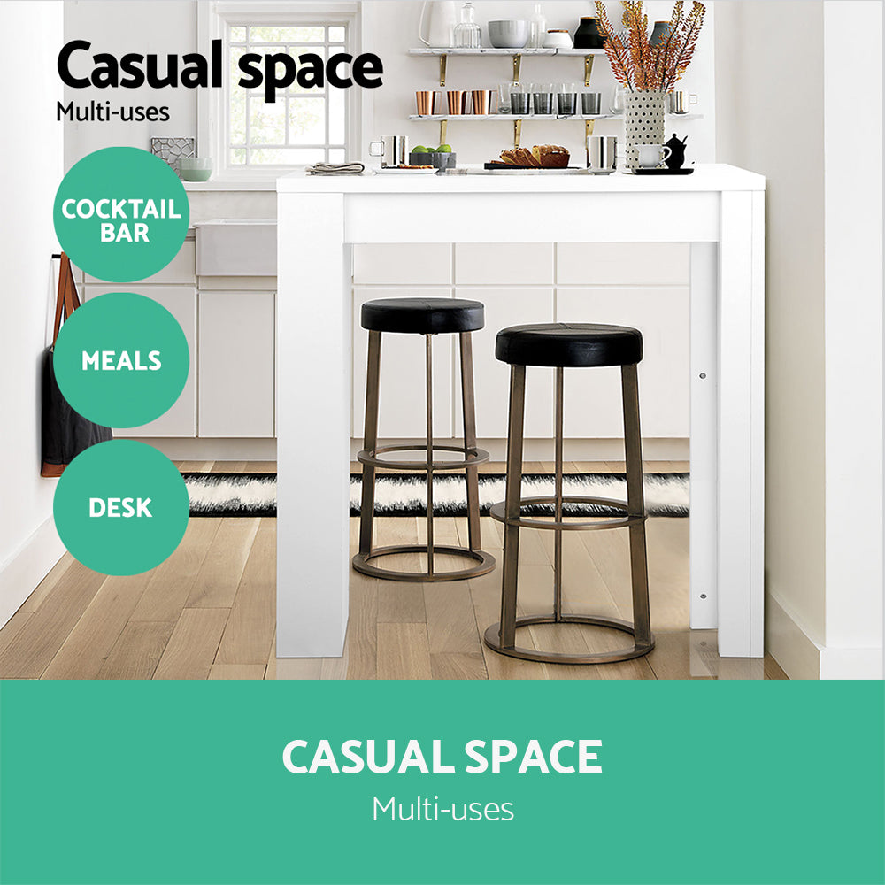 White Bar Table 3-Tier Storage Shelves