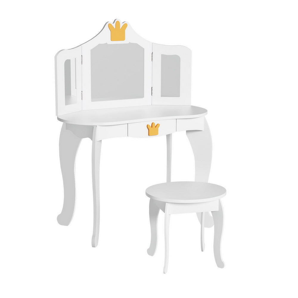 MDF Kids Vanity Table Set with Stool, 3 Mirrors – Keezi