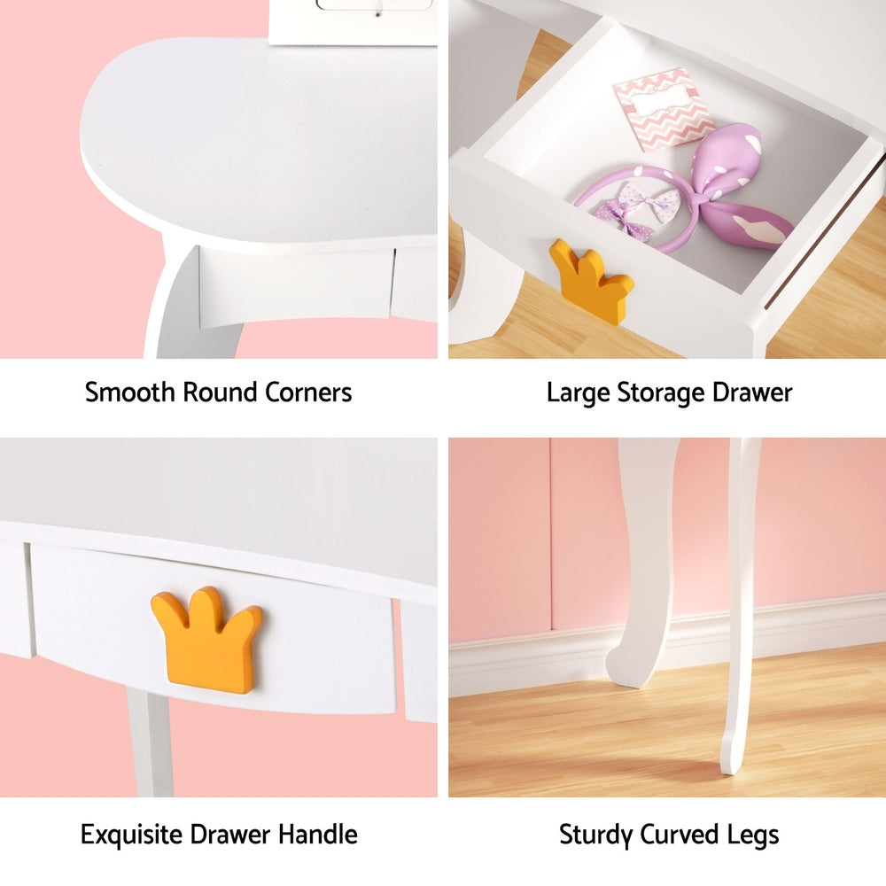 Keezi Kids Vanity Set 3-Mirror White