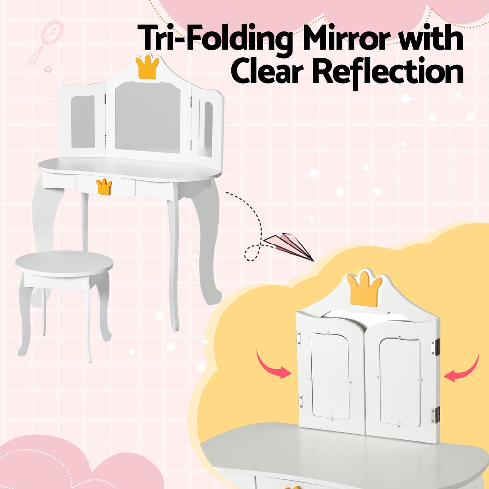 Keezi Kids Vanity Set 3-Mirror White