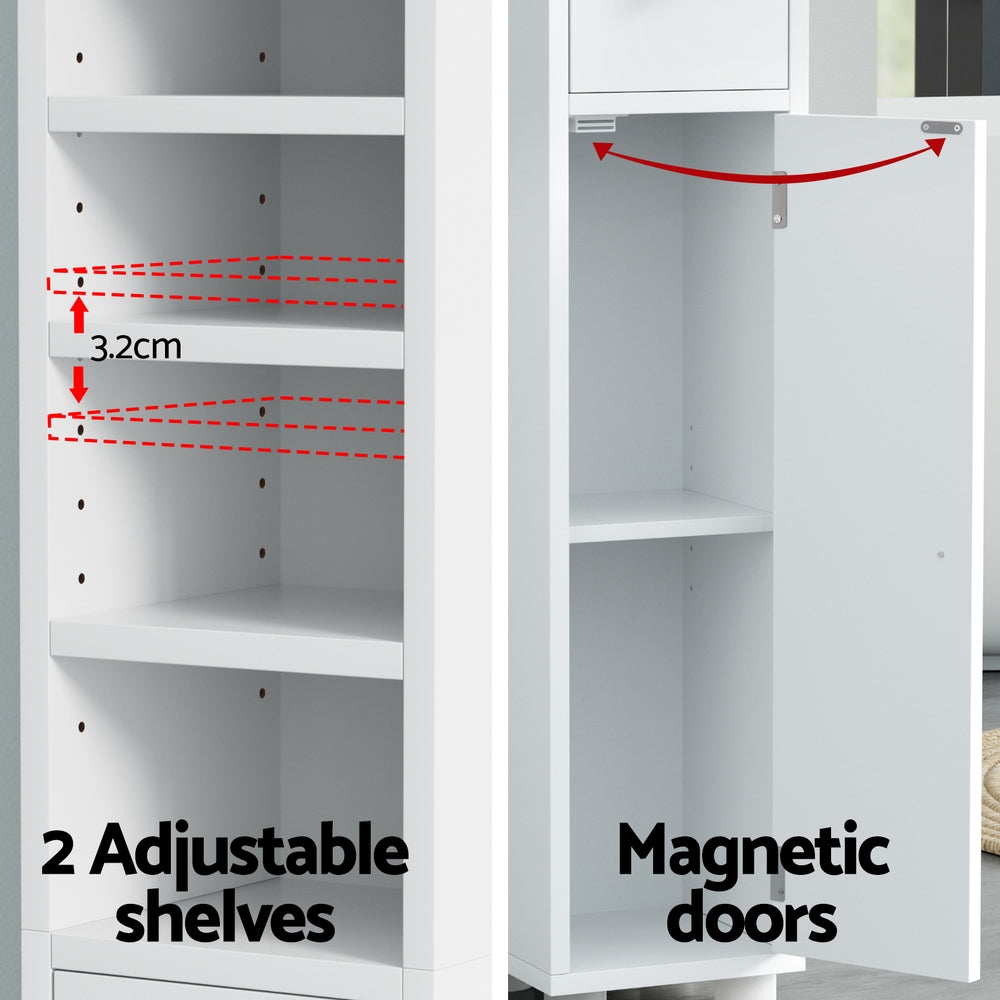 Artiss 180cm Tall Slim Bathroom Storage Cabinet White