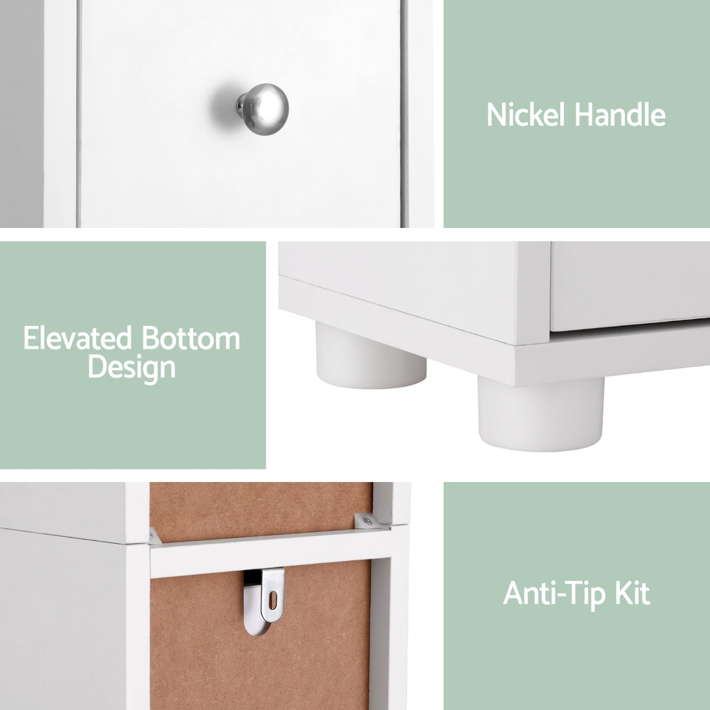Artiss 180cm Tall Slim Bathroom Storage Cabinet White