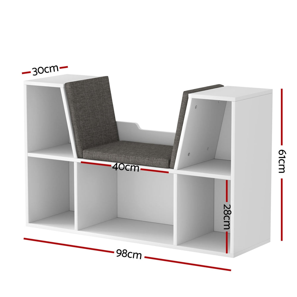 Keezi Kids Bookcase Storage Cabinet with Seat White