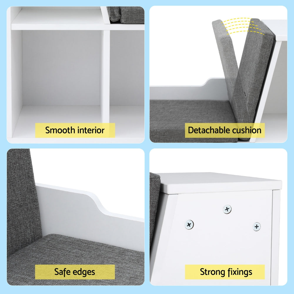Keezi Kids Bookcase Storage Cabinet with Seat White