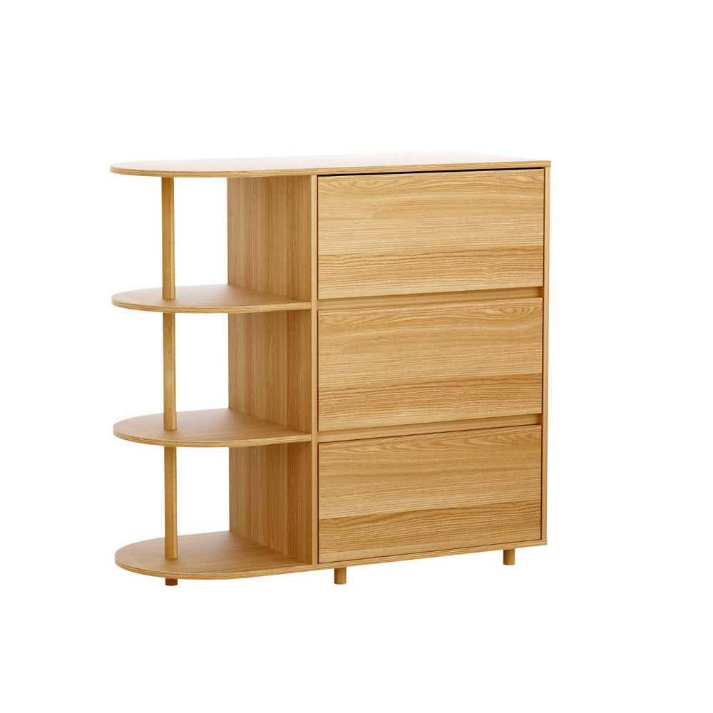 Artiss Pine 3-Drawer Storage Cabinet with Shelves