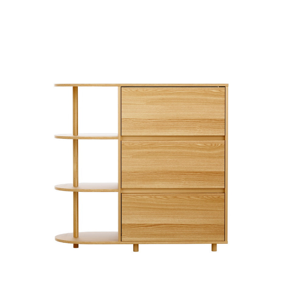 Artiss Pine 3-Drawer Storage Cabinet with Shelves