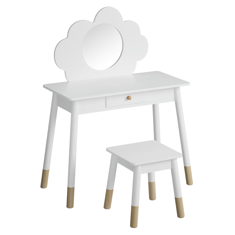 Keezi Kids Vanity Set White Dressing Table Chair Mirror Drawer