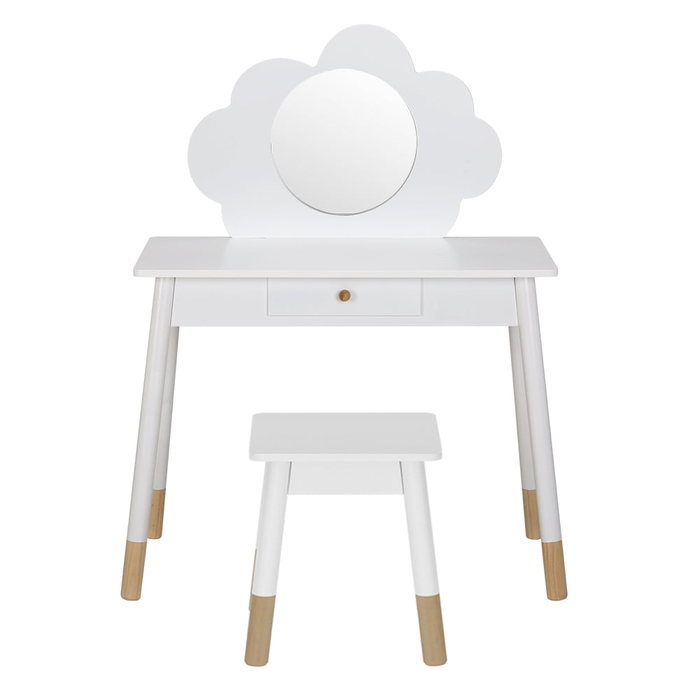 Keezi Kids Vanity Set White Dressing Table Chair Mirror Drawer