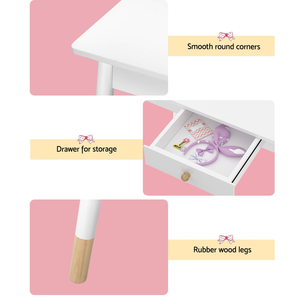 Keezi Kids Vanity Set White Dressing Table Chair Mirror Drawer