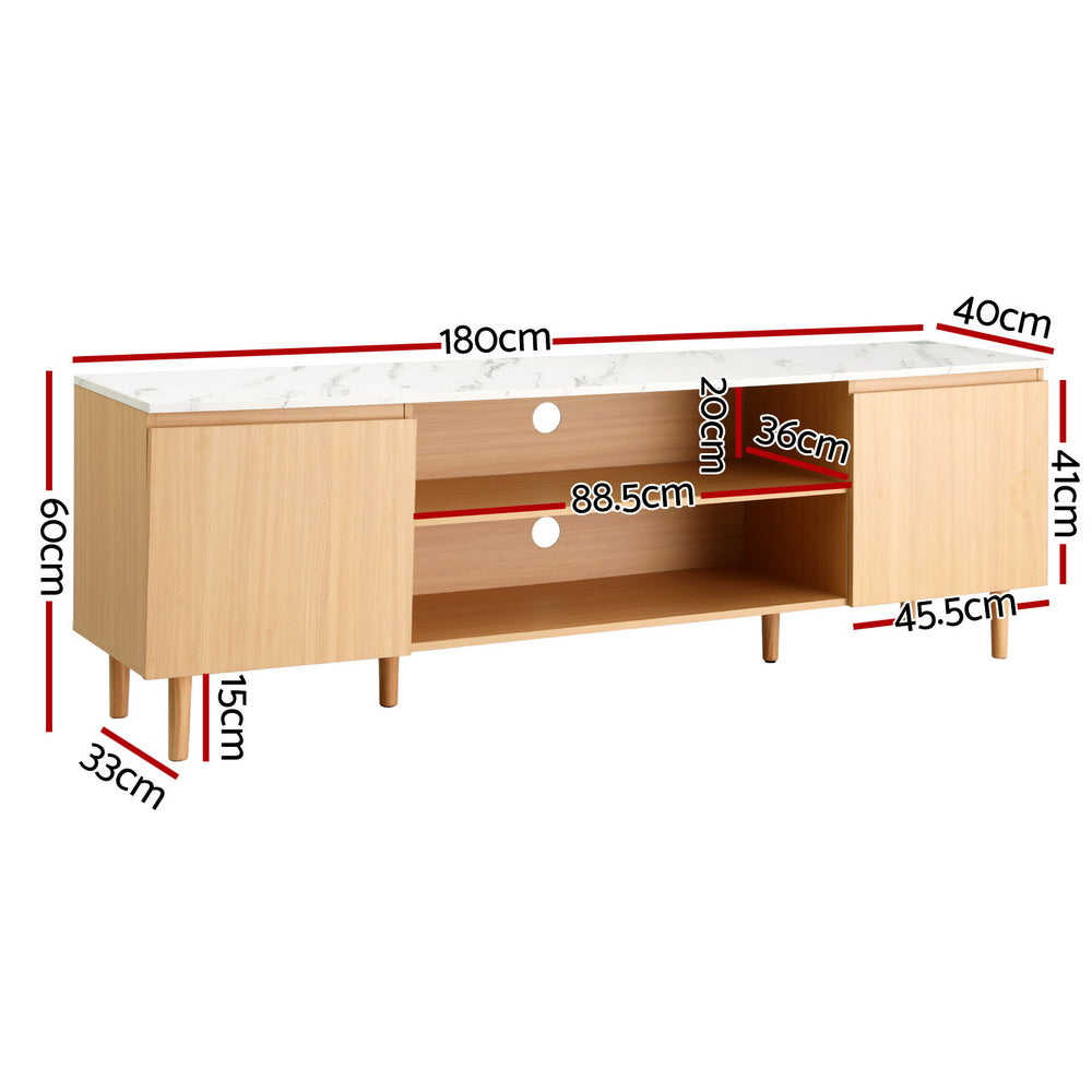 Artiss 180CM Entertainment Unit TV Cabinet White Pine
