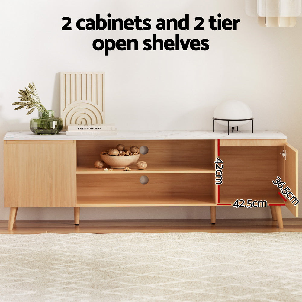 Artiss 180CM Entertainment Unit TV Cabinet White Pine